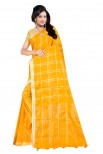 Orange Cotton Linen Blend Saree