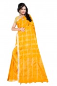 Orange Cotton Linen Blend Saree