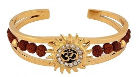 Rudraksh American Diamond Gold Men-bracelet