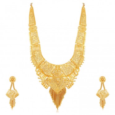 Gold Plated One Gram Rani Haar Earring Jewellery Pary Wear Necklace Set for Women